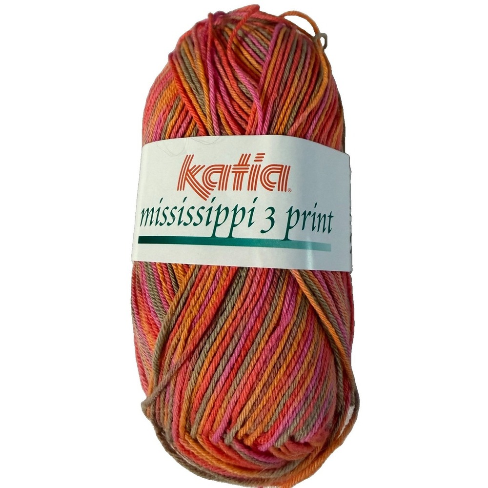Katia Mississippi 3 Print Yarn Pink Orange Variegated Cotton Blend 230 Yds Spain